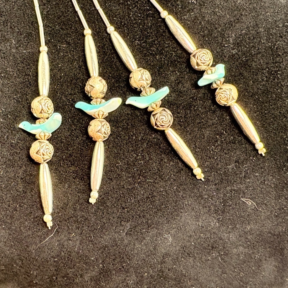 Vintage Silver Tone Native American Dangle Barrettes - Picture 2 of 5